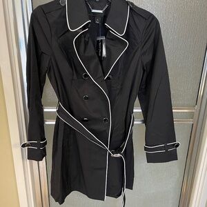 WHBM black trench coat , Size 8, NWT